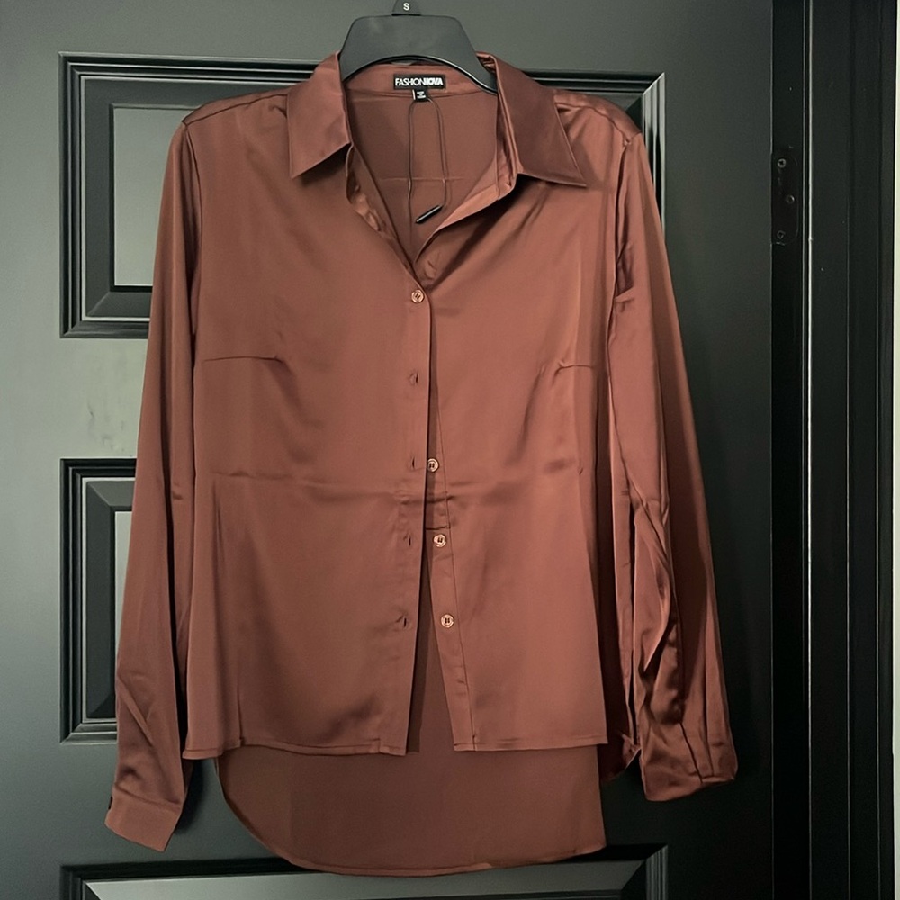 FASHION NOVA Silk Button Up